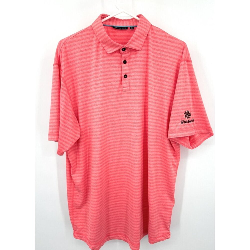 Devereux Golf‎ Men’s Polo Orange Striped Embroidered Whirlwind Mens Sz XL